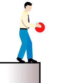 Man holding ball on roof