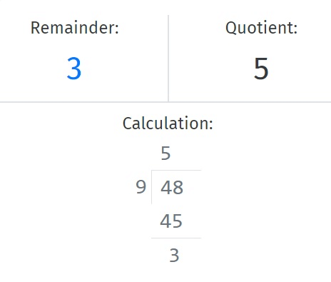 Remainder Calculator - Result